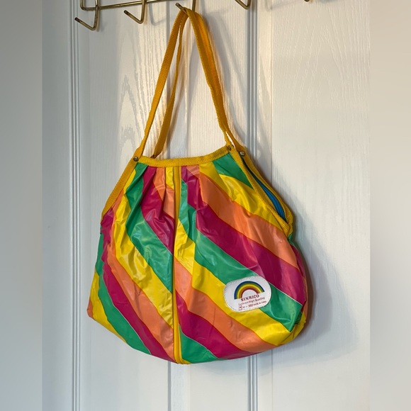 Rainbow Sinrico Vinyl Parachute Bag/Purse, Beach Bag, Expandable Bag, Pride - Picture 2 of 9